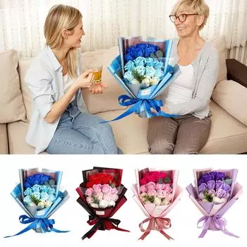 Мыло Букет цветов 18шт. Розы Гвоздики Подарок Весеннее украшение День матери Тюльпаны Кухни Офисы Свадьбы Цветочные букеты Цветочные композиции Free Size синий