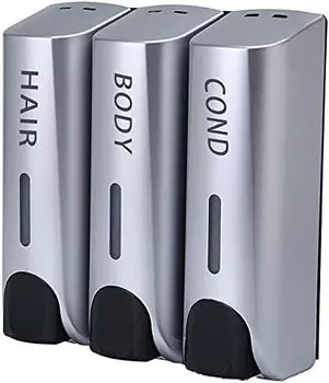 Мыло для душа Trio Shampoo Shampoo Shampoo Wall ABS Wall Large Wall Easy Включает 3x350 мл многоразовых флакона 3 дозатора, гель, кондиционер,