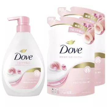 Мыло для тела Dove с ароматом персика и душистого горошка, сменный блок 470 г, 330 г x 2 шт. (Гель для тела) + +