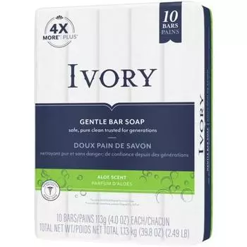 Мыло для умывания с алоэ Ivory, 113г, 10 шт.
