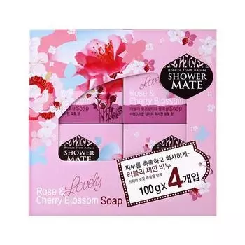 Мыло для умывания Shower Mate Lovely Rose & Cherry Blossom, 100 г, 4 упаковки