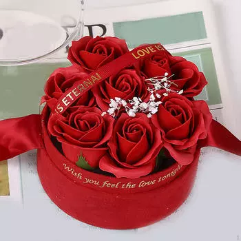 Мыло для ванны в виде цветка розы в коробке, искусственная личность в подарок для нее Red