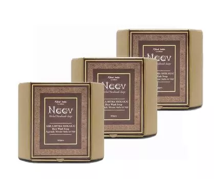 Мыло для волос ручной работы NEEV Amla Ritha Shikakai Набор из 3 мыла для волос NEEV Amla Ritha Shikakai