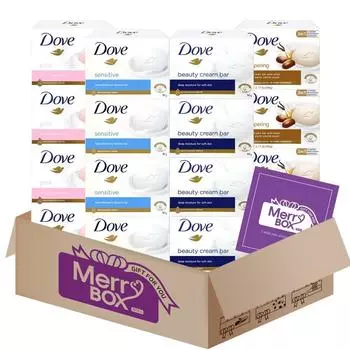 Мыло Dove Beauty Bar, 4 вида, по 4 шт. каждого вида + карточка с сообщением, 16 шт., 90 г