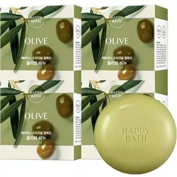 Мыло Happy Bath Original Collection Оливковое, 90г, 4 вида корейской косметики