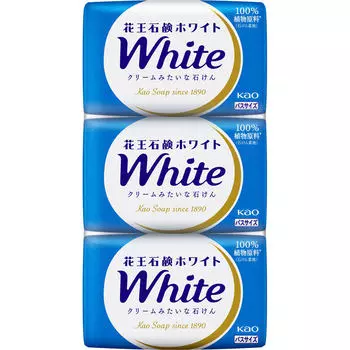 Мыло Kao White Soap White, размер для ванны, 3 упаковки, 390 г. Универсальное мыло. Перед использованием тщательно вспеньте.. Мыло общего назначения