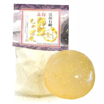 Мыло Konnyaku Мыло Hakodate Konnyaku Мыло Gagome Kelp Gold Мыло для очищения лица Содержит гиалуроновую кислоту Листья водорослей Для людей с сухой кожей и