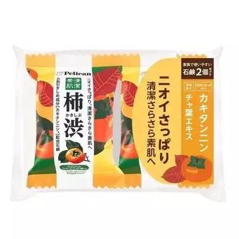 Мыло Pelican Family с экстрактом хурмы, 2 шт. в упаковке (80 г каждый) – Натуральное дезодорирующее мыло