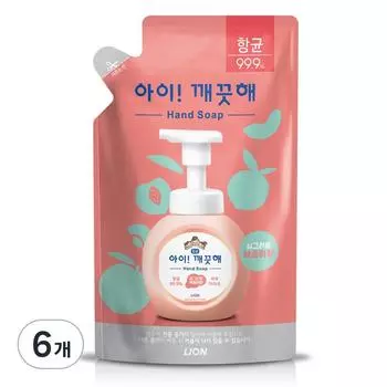 Мыло-пена для рук Eye Clean антибактериальное, многоразовое, увлажняющее, со вкусом персика, 200 мл, 6 штук
