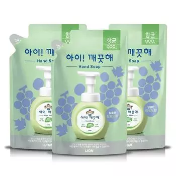 Мыло-пена для рук Kids Clean антибактериальное многоразовое с ароматом зеленого винограда, 450 мл, 3 шт.