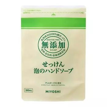 Мыло-пена для рук Miyoshi Soap, сменный блок 300 мл x 6 шт. в наборе, без добавок