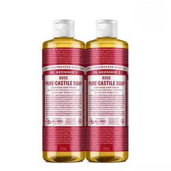 Мыло Rose Pure Castile 475 мл 2 шт Dr.. Броннерс
