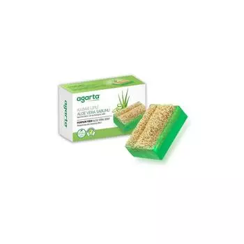 Мыло ручной работы Алоэ Вера с очищающим эффектом натуральных волокон тыквы 125 гр