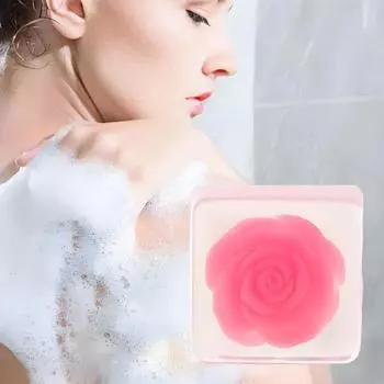 Мыло ручной работы «Роза» - натуральное глицериновое женское мыло, очищающее средство для душа, для ухода за кожей - глубокое очищение 1pcs