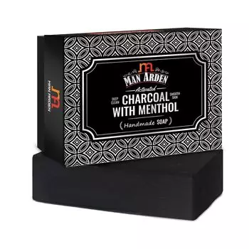 Мыло ручной работы с Активированным углем и Ментолом (125 г), Activated Charcoal with Menthol Handmade Soap, Man Arden
