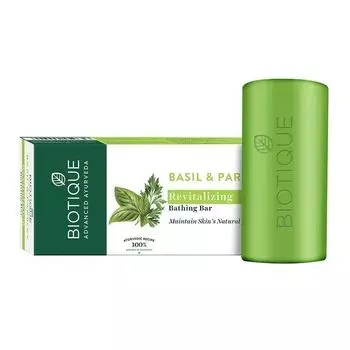 Мыло с Базиликом и Петрушкой: восстановление кожи (150 г), Basil & Parsley Revitalizing Bathing Bar, Biotique 6.6875