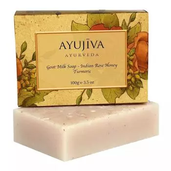 Мыло с Козьим молоком, Розой, Медом и Куркумой (100 г), Luxury Classic Goatmilk Soap with Indian Rose, Honey, Turmeric, Ayujiva Ayurveda