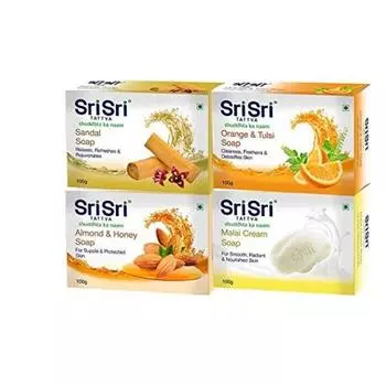 Мыло «Шри Шри Таттва Миндаль и Мед», мыло «Малайский крем», мыло «Сандал», мыло «Апельсин и Туласи» | Каждый брусок по 100 г
