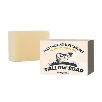 Мыло Tallow Soap Мягкое глубоко очищающее мыло Растительная сыворотка Масло Moisturiz Мягкие ингредиенты Подходит для разных типов кожи 120 г One Size белый