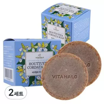 Мыло Vitahalo Houttuynia cordata 100 г 2 упаковки + сетка для мыла, 2 набора