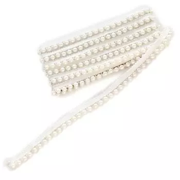 MYmama Жемчужные бусины тесьма 2м картонаж костюм платье украшение интерьер золото белый и (белый) белый