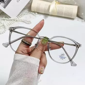 Myopia Glasses Frame Cold Brown Large Frame Flat Mirror Anti-blue Light No degree anti-blue light
