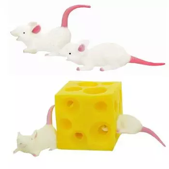 Мышь и сырная игрушка, ленивец, прятки, игрушка для снятия стресса, мягкие фигурки и сырный блок, игрушки-непоседа для снятия стресса