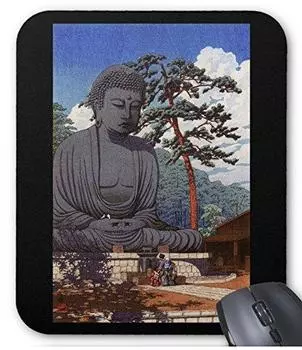 Мышь Kawase Great Mouse Фотопад Коврик Хасуи «Будда Камакура» (Серия Укиё-э) (черный фон)