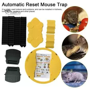 Мышеловка с откидной крышкой для помещений и улицы, автоматический сброс, многоразовое использование, не требуется клей, крышка для ведра объемом 5 галлонов, устройство для ловли мышей и крыс белый
