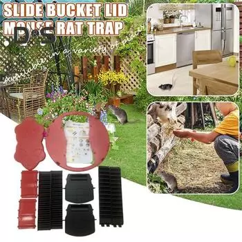 Мышеловка с откидной крышкой для помещений и улицы, автоматический сброс, многоразовое использование, не требуется клей, крышка для ведра объемом 5 галлонов, устройство для ловли мышей и крыс жёлтый