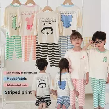 MYSIS Детский пижамный комплект из модала с рисунком - 7/9-точечные штаны с кондиционером