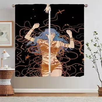 Mystery of Depression Kitchen Curtain Tiebacks Blackout Curtains for Living Room 2 Elegant Pieces Ready Curtains Cheap Blind W50xH70cmx2pcs-CL