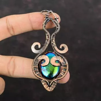 Mystic Fire Labradorite Pendant Copper Wire Wrapped Gemstone Jewelry Handmade Pendant Copper Wire Wrap Pendant Unique Jewelry Gift For Women