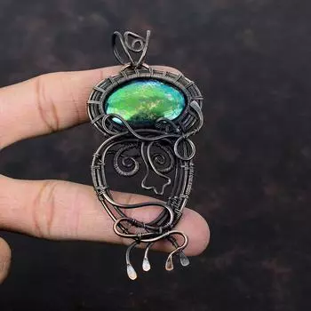 Mystic Fire Labradorite Pendant Copper Wire Wrapped Pendant Handmade Pendant Wire Wrapped Jewelry Gemstone Pendant For Gift Copper Jewelry