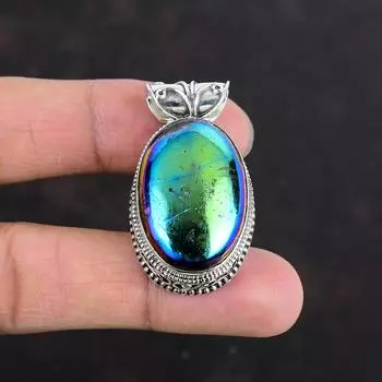 Кулон Mystic Fire Labradorite, винтажный кулон ручной работы, кулон из драгоценного камня, кулон из стерлингового серебра 925 пробы, ювелирные изделия с лабрадоритом, подарки на годовщину