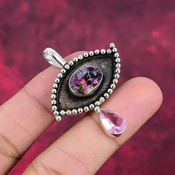 Mystic, подвеска с кунцитом, ювелирные изделия из цельного серебра 925 пробы с драгоценными камнями, подвеска ручной работы, на День памяти 1.96 Inches синий