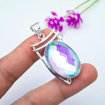 Mystic Topaz, Белый топаз, кулон из цельного серебра 925 пробы, кулон из драгоценных камней ручной работы, на День памяти