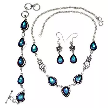 Mystic Topaz Titanium Handmade For Girls , Unisex Jewelry Set 18-20