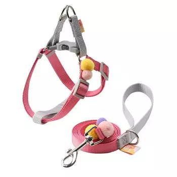Mysudui Step In собачья шлейка и поводок, регулируемый жилет для домашних животных, мягкий прочный нейлоновый поводок для маленьких собак XS 26-45cm Chest розовый