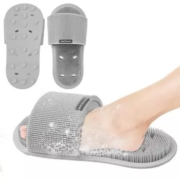 мытье ног массаж закрытый ступня мытье ног ступня подошва ступня пятка серые тапочки, тапочки, куполообразная щетка, коврик, мойка, массаж, уход, запах, серый