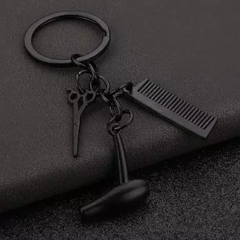 Мытье, резка, выдувание, ножницы из сплава для ключей, электрическая ветряная расческа-подвеска, брелок-ювелирное изделие-подвеска One Size чёрный