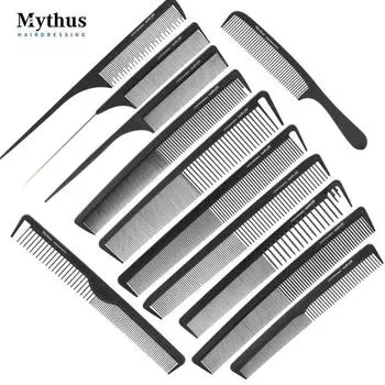 Mythus 12 Deisgns, парикмахерская карбоновая расческа, качественная парикмахерская пластиковая антистатическая расческа для хвоста, парикмахерская расческа для парикмахера