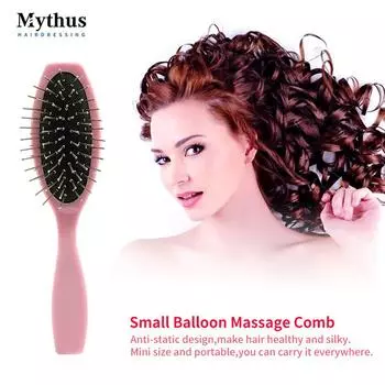 Mythus Металлический зубной парик Щетка для волос Мини-портативная щетка для наращивания волос розовый