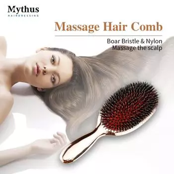 Mythus Щетина кабана, щетка для салона, парикмахерская, овальная расческа для волос, массажная щетка для волос, щетина для волос коричневый