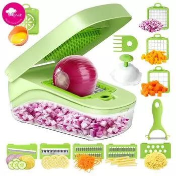 MYVIT Овощерезка Многофункциональная Терка Картофелерезка Шинковка Лукорезка Овощерезка светло-зеленый