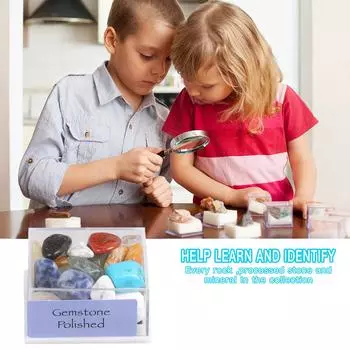 (Н096)Mi xed Натуральный кристалл Образцы Раннее образование Коллекция Подарок Bo x разноцветный