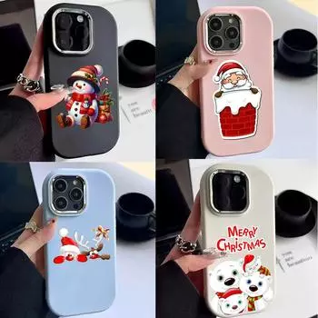 N101 Merry Christmas art Soft Phone Cases для iPhone 15 16 Pro Max Xiaomi 11 Lite 5G NE Redmi 13C Note11s 13 Plating Frame Camera Protector Back Cover for iPhone 11
