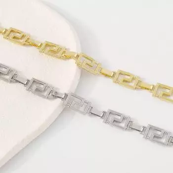 N10242 Ожерелье в стиле европейского и американского панк-хип-хопа с геометрическим лабиринтом — S-образной формы, смелый металлический стиль. золотой