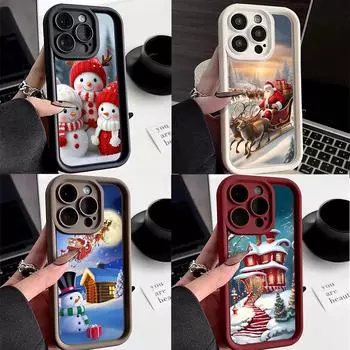 N103 Новогодний Веселый Рождественский дизайн Мягкие чехлы для телефонов Angel Eyes для Samsung S23 S24 Ultra S21 A54 A34 A13 A14 A06 A24 Realme OPPO Противоударный чехол Samsung A03
