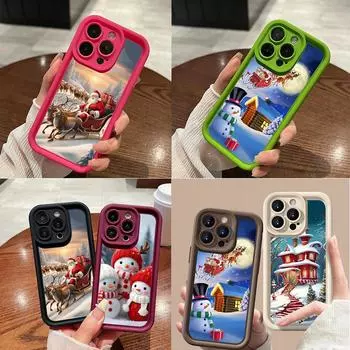 N103 Новогодний Веселый Рождественский дизайн Мягкие чехлы для телефонов Angel Eyes для iPhone 16 15 14 13 11 Pro Max 8 7 6 Plus 12 mini XR XS Max SE Противоударный чехол for iPhone 11